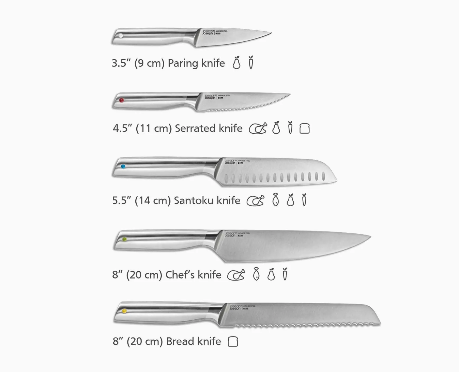 Joseph Joseph Elevate™ Steel Knife Set with In-drawer Storage Tray- Knives, Knife Sets & Scissors