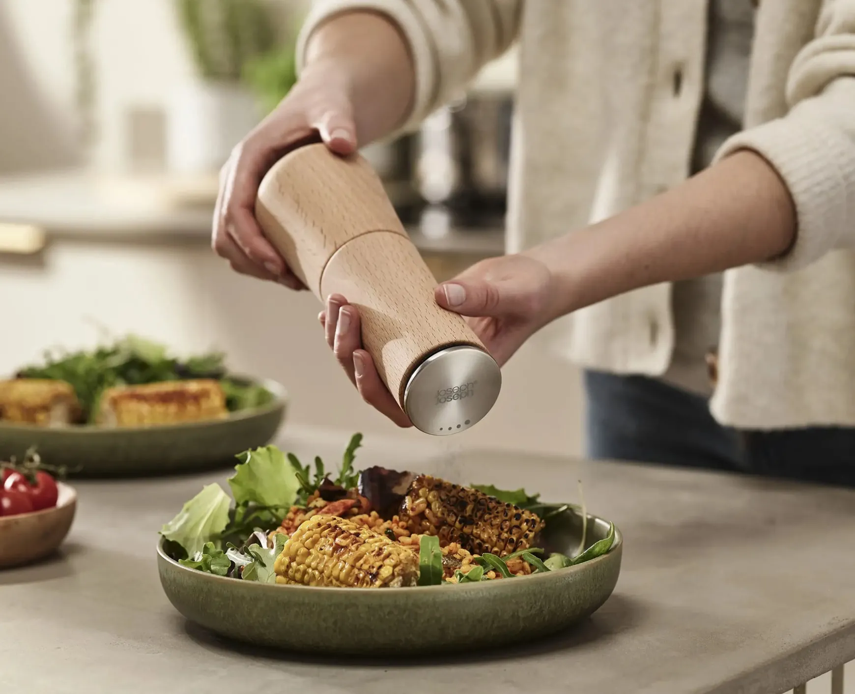 Joseph Joseph Milltop™ Wood 2-piece Salt & Pepper Mill Set- Salt & Pepper Shakers