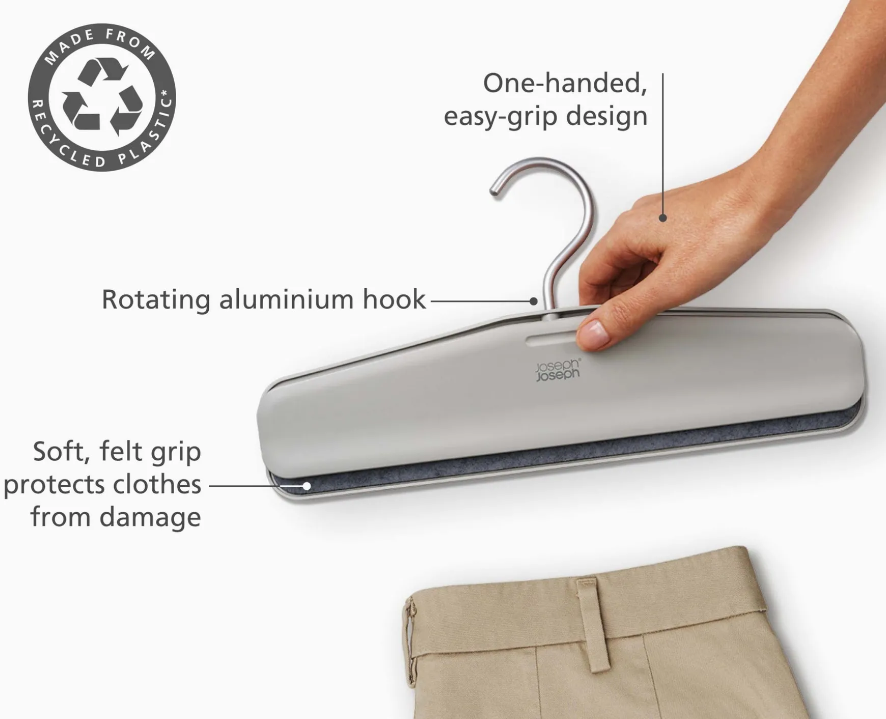 Joseph Joseph Orderly™ Easy-grip Set of 2 Skirt & Pants Hangers- Closet Organization