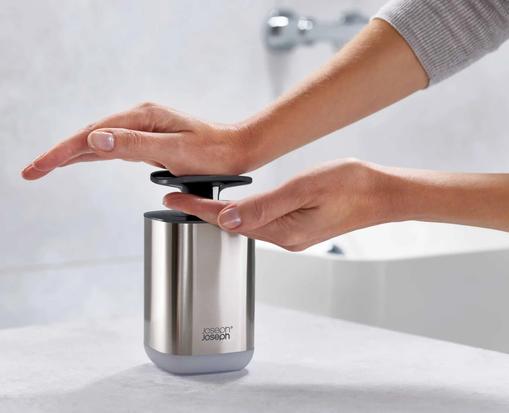 Joseph Joseph Presto™ Steel Hygienic Soap Dispenser- Soap Dishes & Dispensers