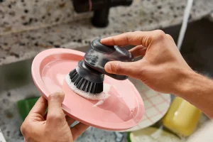 Joseph Joseph SinkTech™ Compact Soap Dispensing Dish Brush with Steel Stand- Dish Brushes & Scrubbers