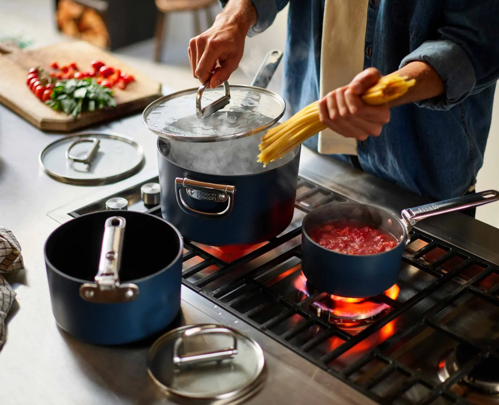 Joseph Joseph Space Folding Handle Ceramic Non-stick 1.4 Qt. Saucepan & Lid- Pots & Pans