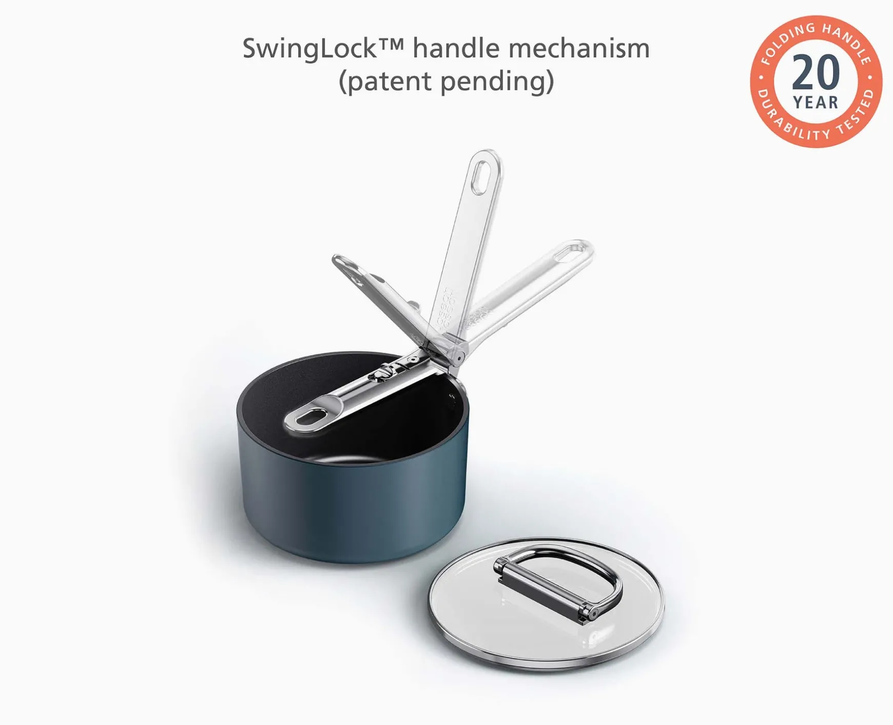 Joseph Joseph Space Folding Handle Ceramic Non-stick 1.4 Qt. Saucepan & Lid- Pots & Pans