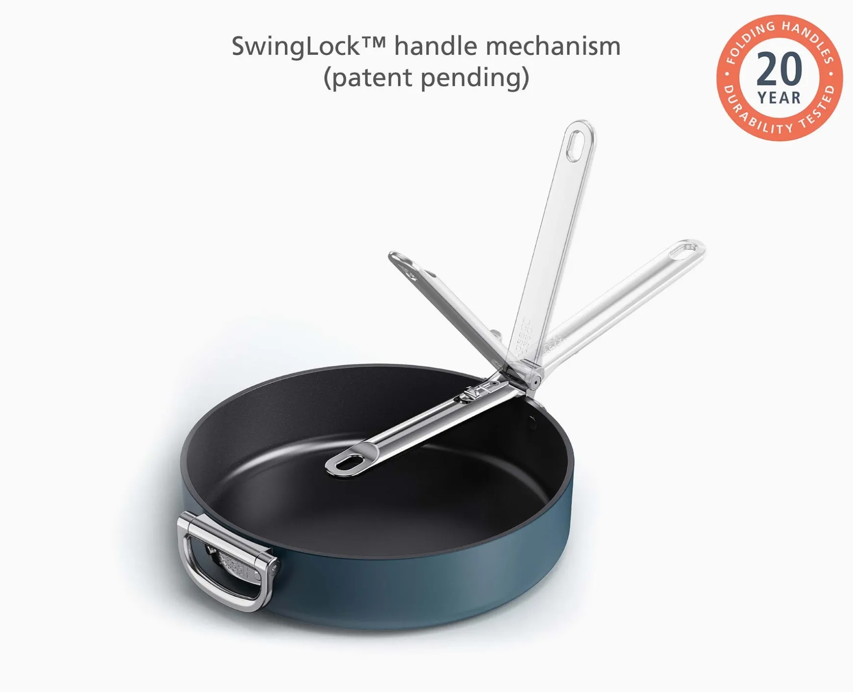 Joseph Joseph Space Folding Handle Ceramic Non-stick 3.5 Qt. Sauté Pan & Lid- Pots & Pans