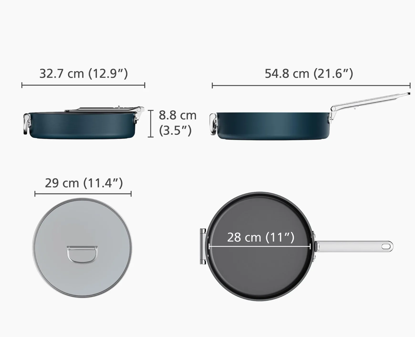 Joseph Joseph Space Folding Handle Ceramic Non-stick 3.5 Qt. Sauté Pan & Lid- Pots & Pans
