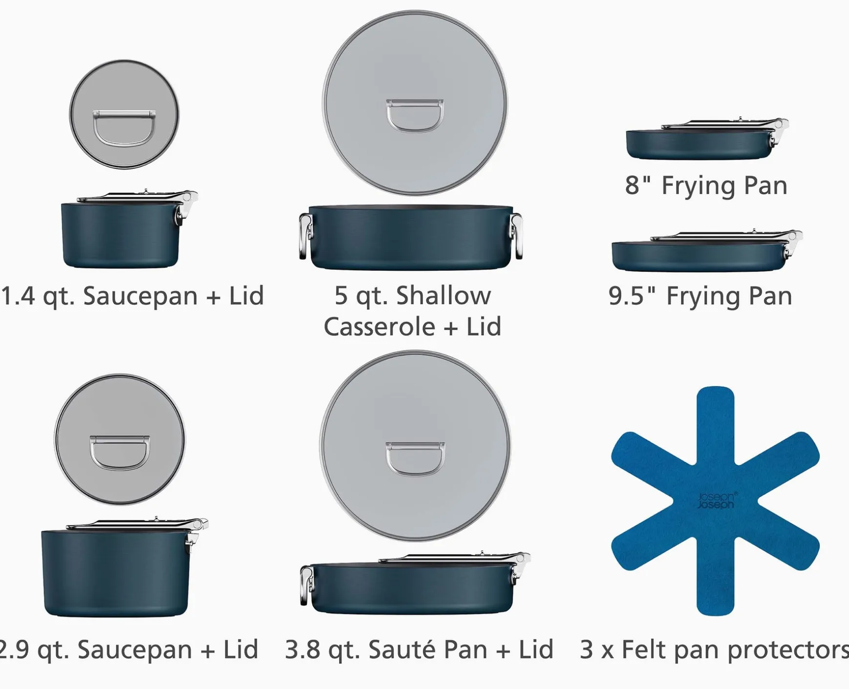 Joseph Joseph Space Folding Handle Ceramic Non-stick 10-piece Cookware Set- Pots & Pans