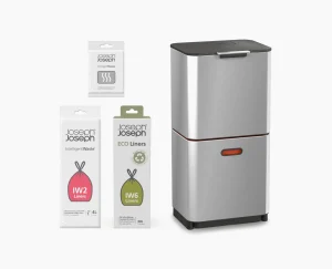 Joseph Joseph Totem Max 60L Waste & Recycling Trash Can Starter Set- Dual Compartment Trash Cans
