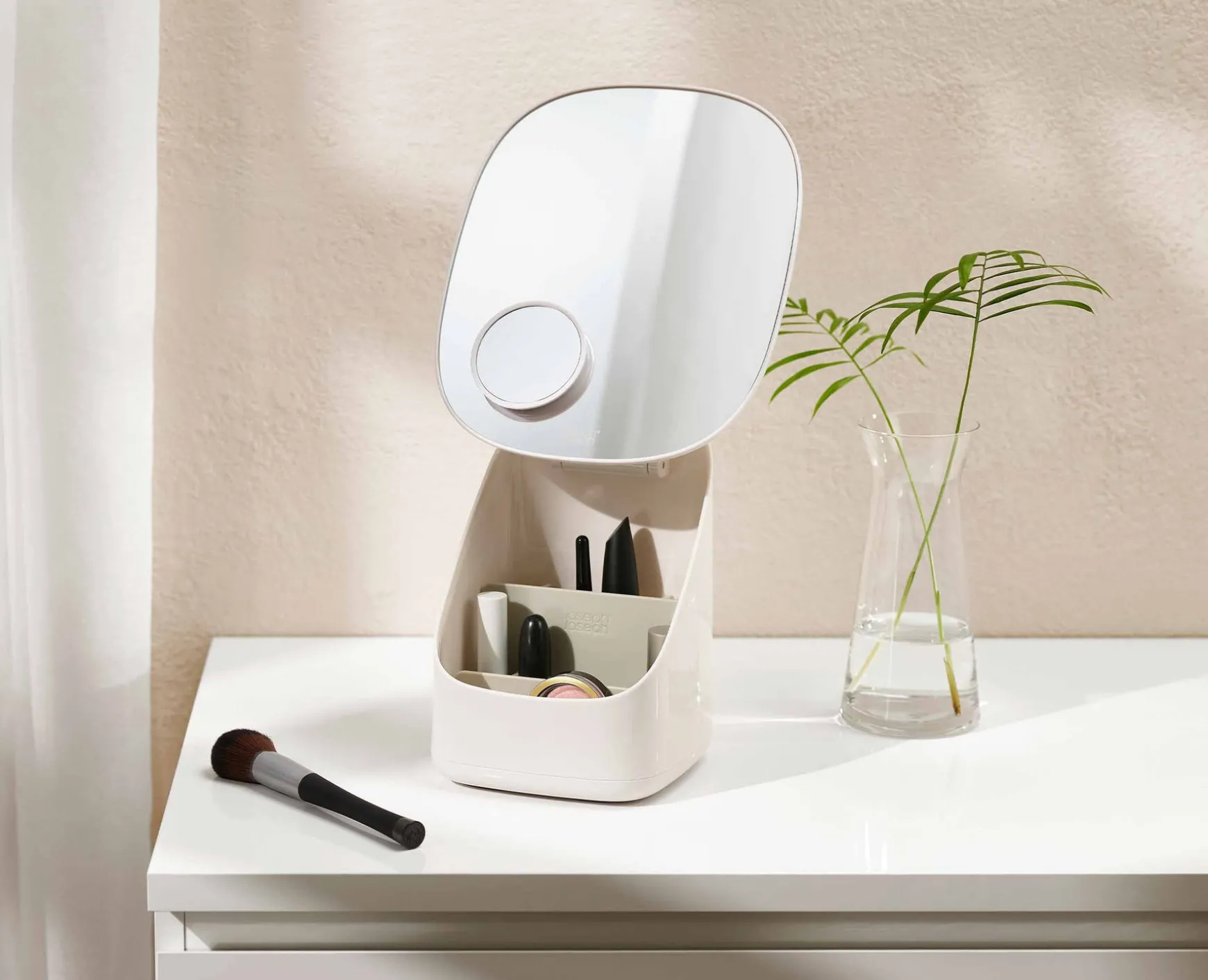 Joseph Joseph Viva Pedestal Mirror with Cosmetic Organizer- Make-Up Organizers | Make-Up Storage